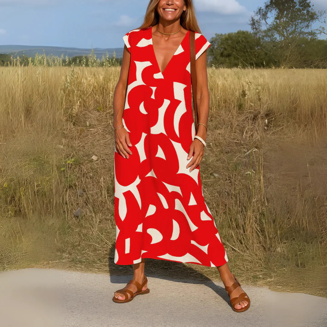 Olivia - Vestido Cómodo y Elegante con Estampado Abstracto