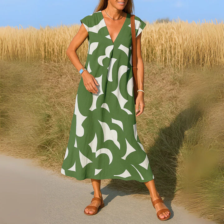 Olivia - Vestido Cómodo y Elegante con Estampado Abstracto
