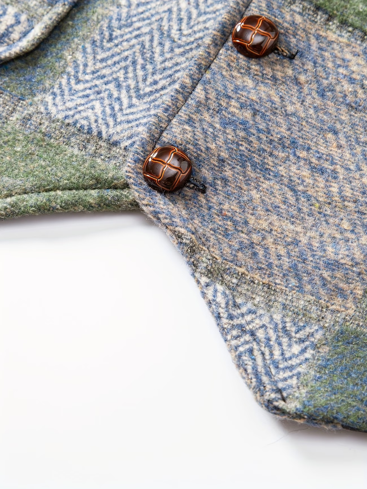 Leo | Chaleco de tweed patchwork con patrón de espiga