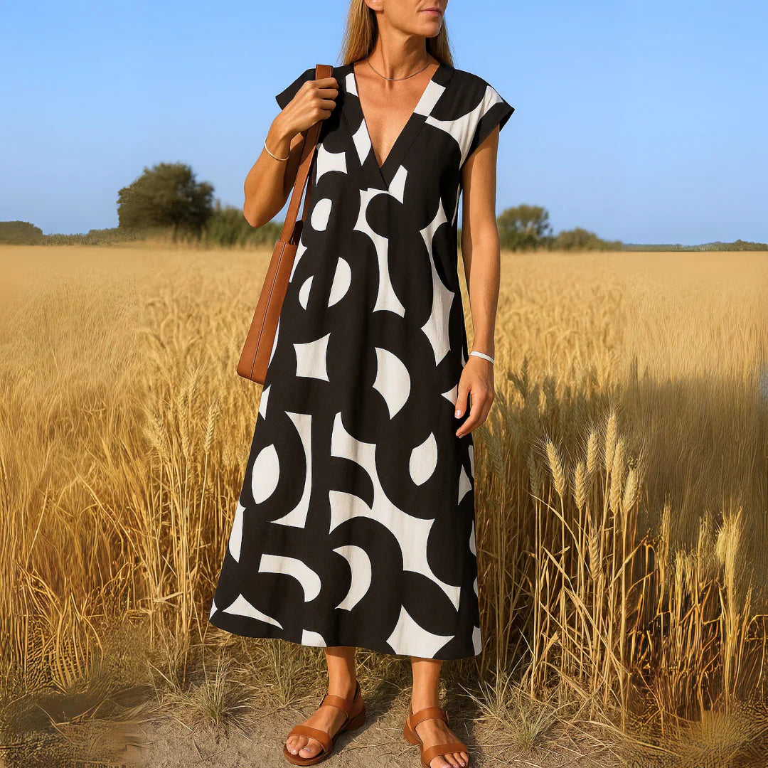 Olivia - Vestido Cómodo y Elegante con Estampado Abstracto