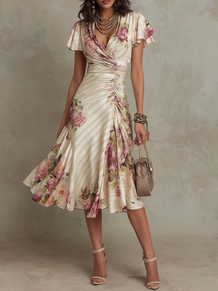Alba | Vestido midi satinado floral
