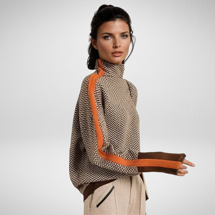 CLARA | SUÉTER DE CUELLO ALTO CON RAYAS EN CONTRASTE