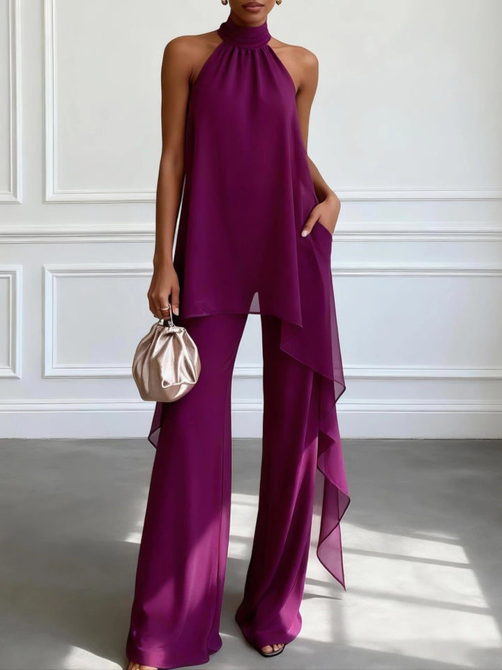 Viola™ | Conjunto elegante con top halter y pantalón fluido