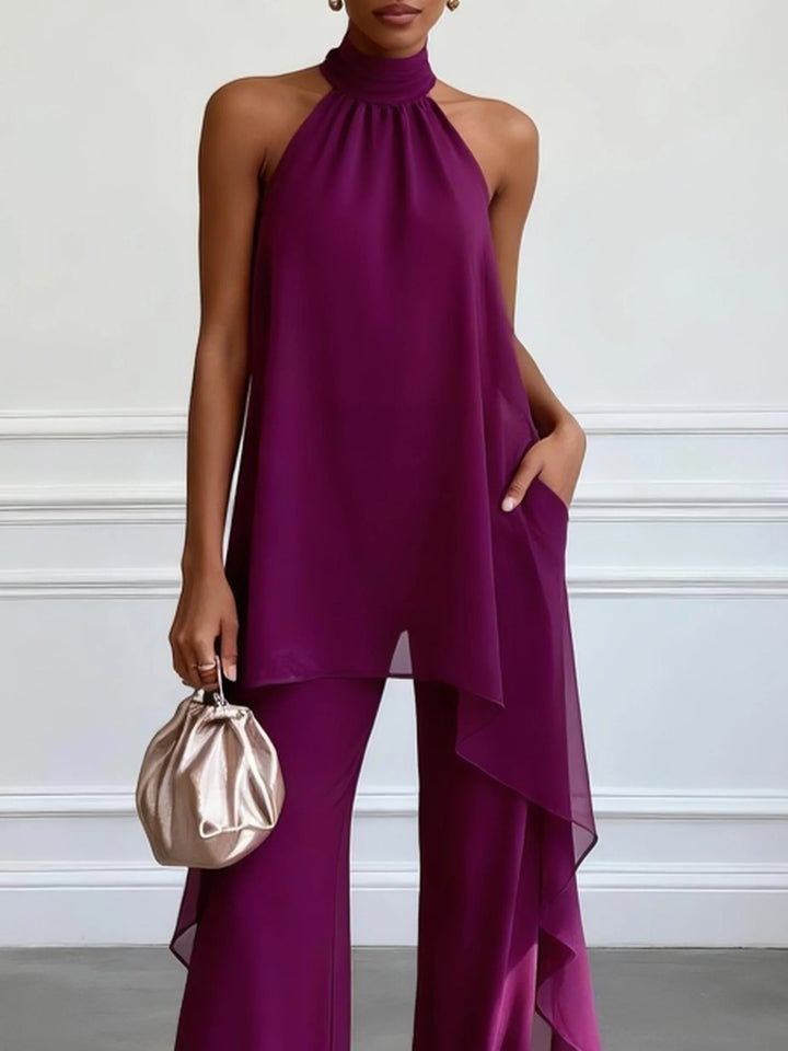 Viola™ | Conjunto elegante con top halter y pantalón fluido