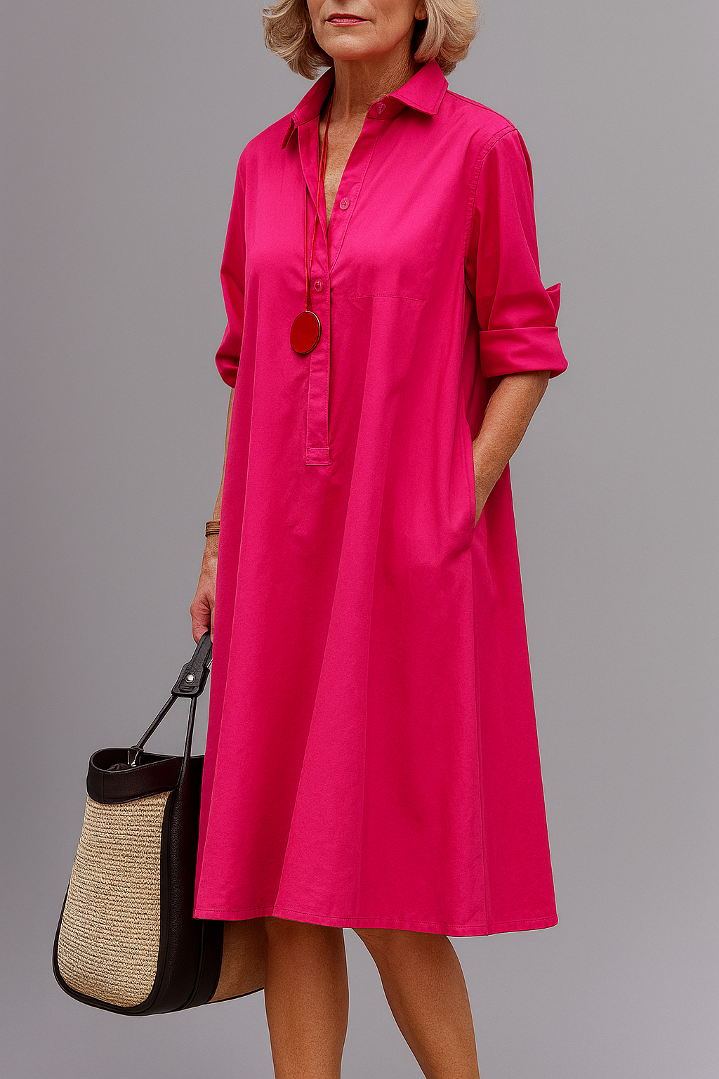 LIA MARLOWE | Vestido Midi Fucsia