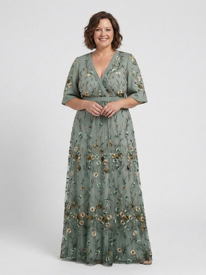 Élodie – Vestido largo floral con escote en V