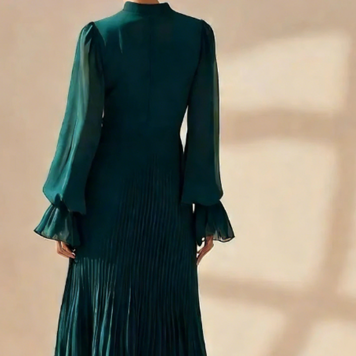 Clara | Vestido midi plisado con volantes